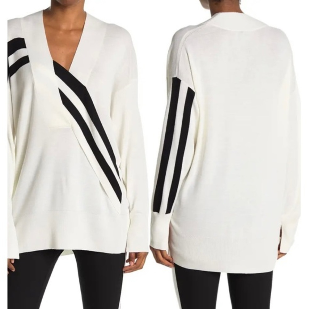 RAG & BONE Grace V-Neck Sweater in White Black XXS - Picture 2 of 11